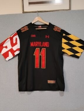 Under Armour Black Red Yellow Maryland Football Jersey #11